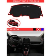 Renault Clio 4 2012-2020 İçin Uygun Torpido Koruma Halısı Siyah Kenar Renk Kırmızı - 1