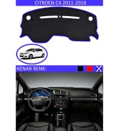 Citroen C4 2011-2018 İçin Uygun Torpido Koruma Halısı Siyah Kenar Renk Mavi thumbnail 1