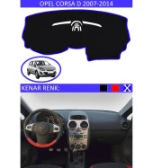 Opel Corsa D 2007-2014 İçin Uygun Torpido Koruma Halısı Siyah Kenar Renk Mavi thumbnail 1