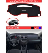 Volkswagen Jetta 2005-2010 İçin Uygun Torpido Koruma Halısı Siyah Kenar Renk Kırmızı thumbnail 1