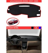 Volkswagen Bora 1997-2005 İçin Uygun Torpido Koruma Halısı Siyah Kenar Renk Kırmızı thumbnail 1