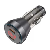 Coofbe Super Şarj  Dijital Göstergeli Çift Type-C Girişli PD60W Araç Şarjı Araç Çakmaklık Hızlı Şarj - 1