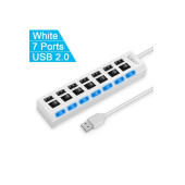 7 Portlu 2.0 Usb Çoklu Usb Çoklayıcı Splitter Power Tuşlu Adaptör Beyaz - 2