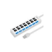 7 Portlu 2.0 Usb Çoklu Usb Çoklayıcı Splitter Power Tuşlu Adaptör Beyaz - 3