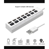 7 Portlu 2.0 Usb Çoklu Usb Çoklayıcı Splitter Power Tuşlu Adaptör Beyaz - 4