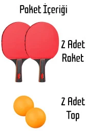 4'lü Masa Tenisi Raketi Seti Çift Katmanlı Pinpon Raketi Topu Set - 3