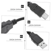 Cosmostech PS3 Kol Controller Gamepad için Uyumlu Joystick Şarj Kablosu thumbnail 2