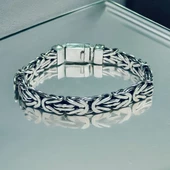 Kalın Tarz 925 Ayar Gümüş Kral Bileklik Hcz-Model VVB - 1