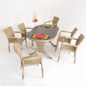 Sunsire 90x160 Rattan Bahçe Masa Takımı | Rehome - 4