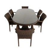 Sunsire 100x200  Rattan Bahçe Masa Takımı | Rehome thumbnail 1