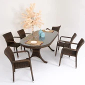 Sunsire 100x200  Rattan Bahçe Masa Takımı | Rehome thumbnail 4