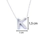 316L Çelik K Harf Kolye 55 cm KLY-548 thumbnail 3