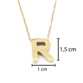 Altın Kaplama R Harf Kolye 55 cm KLY-556 thumbnail 3