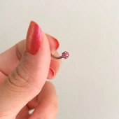 316L Çelik Zirkon Taşlı Pembe Toplu Piercing PRC-203 - 2