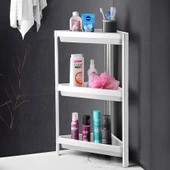 Mithra Life 3 Katlı Üçgen Plastik Beyaz Banyo Mutfak Rafı MIT1059 - 1