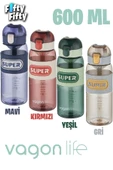 Vagonlife 600 ML Rahat İçim (Pipetsiz)  Kulplu Kaydırmaz Gövde Su Matarası -Süzgeçli-FFVGN2024600ML - 7