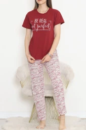 Süprem Kısa Kol Pijama Takımı Bordo1 - 18500.1048. - 1