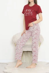 Süprem Kısa Kol Pijama Takımı Bordo1 - 18500.1048. - 4