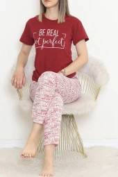 Süprem Kısa Kol Pijama Takımı Bordo1 - 18500.1048. - 5