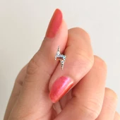 316L Çelik Zirkon Taşlı Yıldırım Şeklinde Piercing PRC-202 - 2