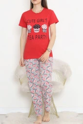 Süprem Kısa Kol Pijama Takımı Kırmızısiyah - 18500.1048. - 3