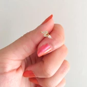 Altın Kaplama Zirkon Taşlı Yılan Şekilli Piercing PRC-153 thumbnail 2