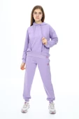 Kız Çocuk Lila Basic Kapüşonlu Takım 18902 - 1