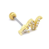 Altın Kaplama Zirkon Taşlı Yılan Şekilli Piercing PRC-153 thumbnail 4