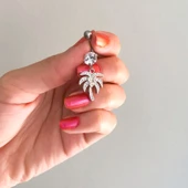 316L Çelik Zirkon Taşlı Palmiyeli Piercing PRC-134 thumbnail 2