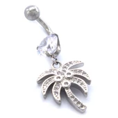 316L Çelik Zirkon Taşlı Palmiyeli Piercing PRC-134 thumbnail 4