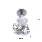 316L Çelik Zirkon Taşlı Yıldızlı Piercing PRC-195 - 3