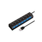 QASUL 7 Port Usb Çoklayıcı Hub Anahtarlı Aç/kapa Düğmeli Işıklı Taşınabilir Usb Güç Adaptörü - 2