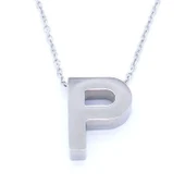 316L Çelik P Harf Kolye 55 cm KLY-550 thumbnail 1