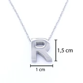 316L Çelik R Harf Kolye 55 cm KLY-549 - 3
