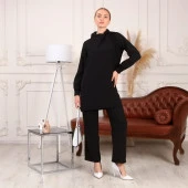 Mucize Yaka Detaylı Tunik Pantolon Sade Basic İkili Takım - 70038.003 - Siyah - 3
