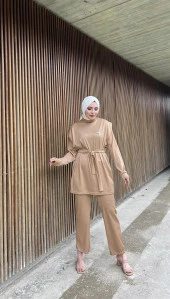 Robby Broş Detaylı Kuşaklı İkili Takım - 71116.026 - Bej thumbnail 1