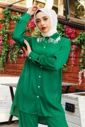 Bondi İnci Detaylı Gömlek Pantolon İkili Takım - 71109.111 - Benetton Yeşil thumbnail 1