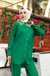 Bondi İnci Detaylı Gömlek Pantolon İkili Takım - 71109.111 - Benetton Yeşil thumbnail 3