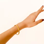 Çelik Kelepçe Bileklik Altın Kaplama Burma BLZ-320 thumbnail 2