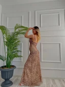 Kadın Leopar Desen Tül Elbise - 4
