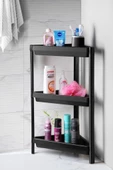Mithra Life 3 Katlı Üçgen Plastik Siyah Banyo Mutfak Rafı MIT1060 - 1