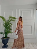 Kadın Leopar Desen Tül Elbise - 2