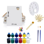 6 renk akrilik boya seti 25x35 tuval ipek fırça seti 6x20 ml boya çubuklu set thumbnail 1