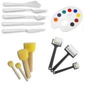 resim sanat malzemeleri rulo ponpon spatula ve palet seti - 1