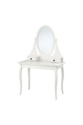 Hemnes, Makyaj Masası, 100x50 Cm, Beyaz Renk Çekmeceli-Aynalı Masa - 1