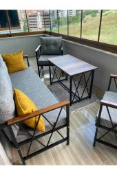 Sosyal Medya Dekorasyon Balkon, Cafe, Bahçe, Cafe Oturma Grubu 3+1+1 - 2