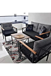 Sosyal Medya Dekorasyon Balkon, Cafe, Ofis, Bahçe Mobilyası 2+1+1 Takımı - 2