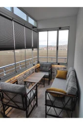 Sosyal Medya Dekorasyon Balkon Mobilyası, Bahçe, Cafe, Ofis Ve Her Yerde Kullanabileceğiniz 3+1+1 Takım - 1