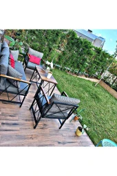 Sosyal Medya Dekorasyon Balkon, Bahçe, Cafe, Ofis Ve Her Yerde Kullanabileceğiniz 3+1+1 Takım - 1