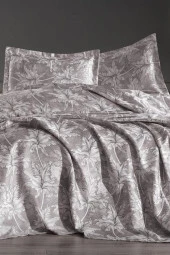 Palma Jakarlı Şönil Çift Kişilik Pike Seti Gri thumbnail 2